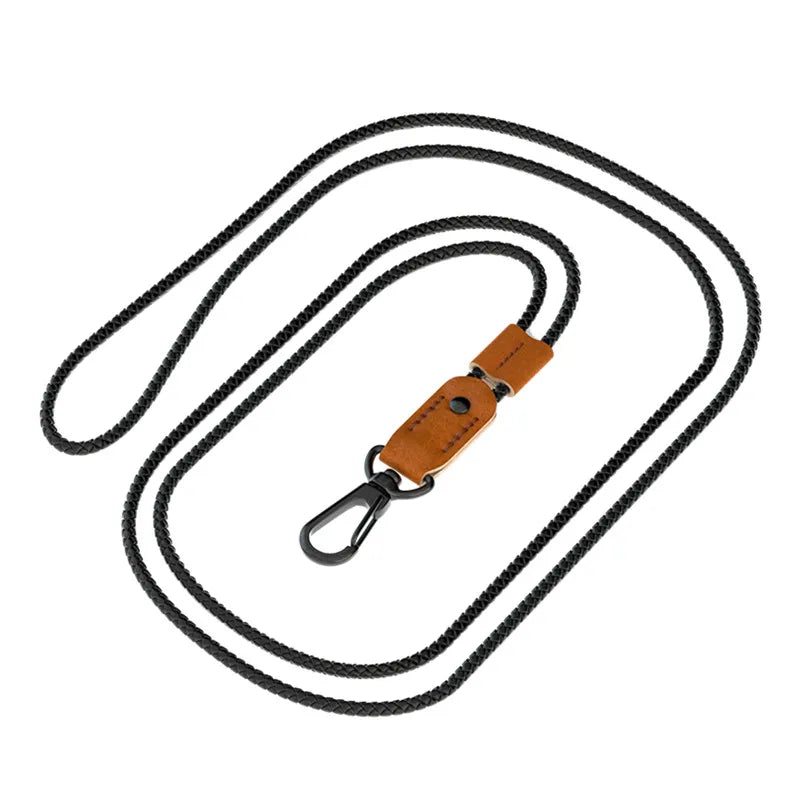 QOONG Handmade Luxury Sheepskin Keychain with Adjustable Neck Strap for Mobile & Keys M11