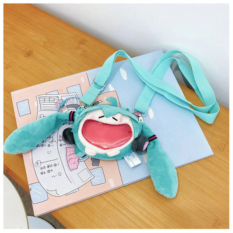 Hatsune Miku Coin Purse Shoulder Bag – Kawaii 14cm Plush Headphone Bag, Cartoon Crossbody Keychain Pendant, Perfect Girl Gift