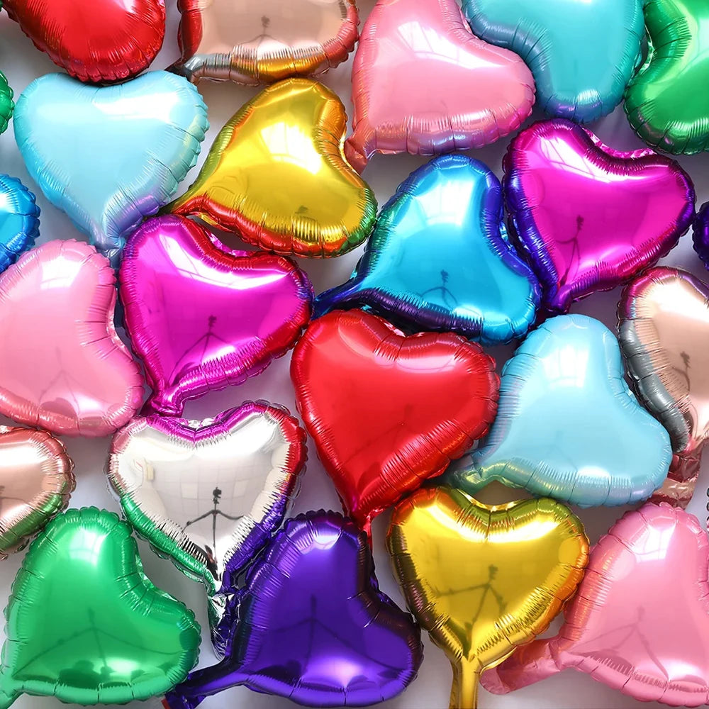 18 Inch Red Heart Foil Balloons - Love Shape Aluminum Balloons for Wedding, Birthday & Home Party Decorations