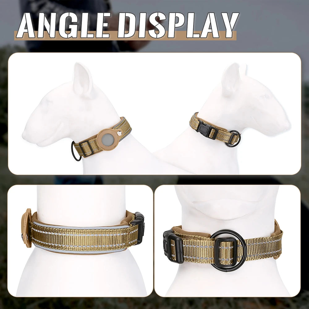 Reflective Padded AirTag Dog Collar – Integrated AirTag Holder for Small, Medium & Large Dogs