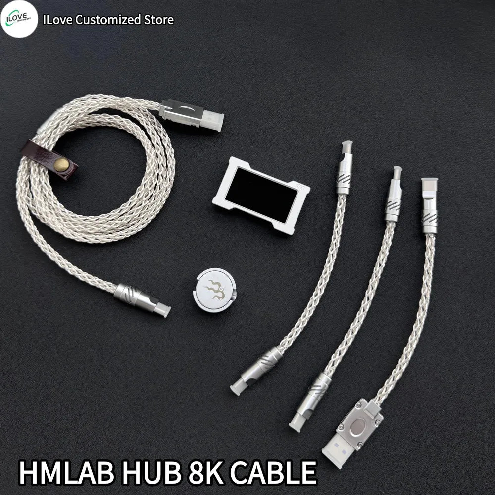 8K Gaming Keyboard USB-C Cable – Single-Crystal Copper Magnetic LED Cable for Esports Hubs and HMLAB Hubs
