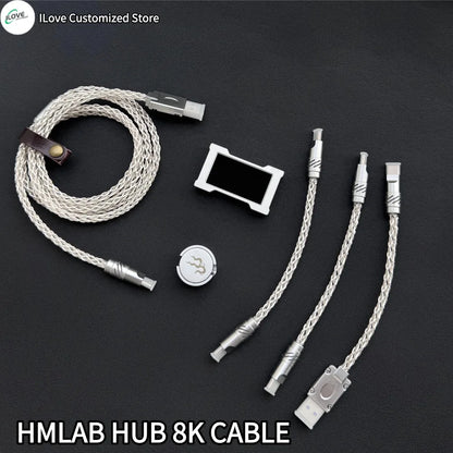 8K Gaming Keyboard USB-C Cable – Single-Crystal Copper Magnetic LED Cable for Esports Hubs and HMLAB Hubs