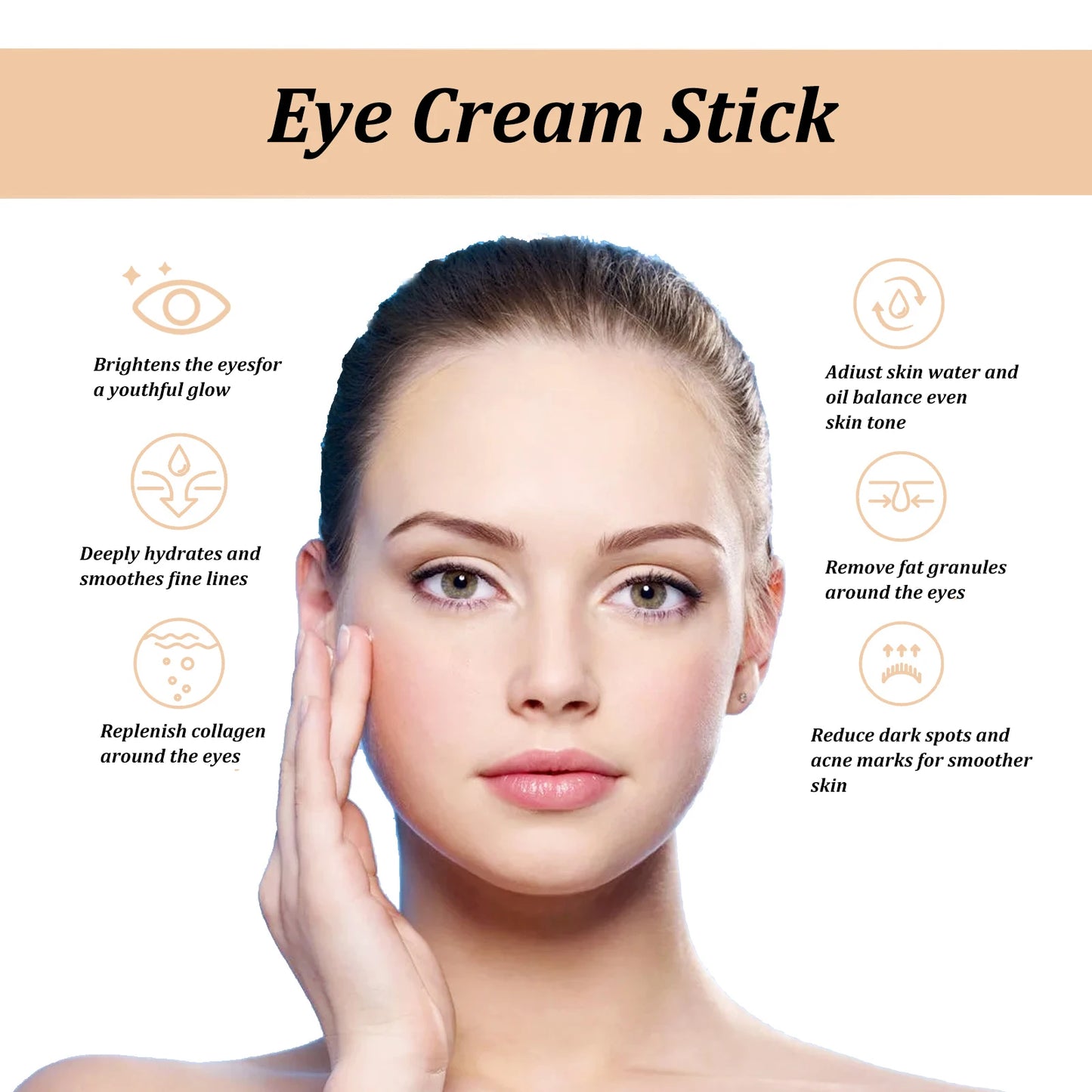 Snail Collagen Eye Cream Stick — Anti-Wrinkle, Dark Circle Remover, Firming & Moisturizing Eye Care for Puffiness and Fine Lines