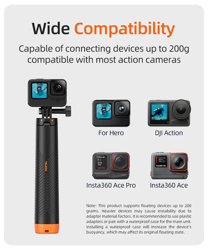 Telesin Underwater Buoyancy Diving Selfie Stick Tripod for GoPro, Insta360, DJI OSMO Action Cameras