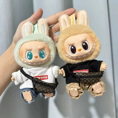 17cm Lovely Labubu Doll Clothes - First & Second Generation Supreme Clothing Set, Multi-Color Outfits