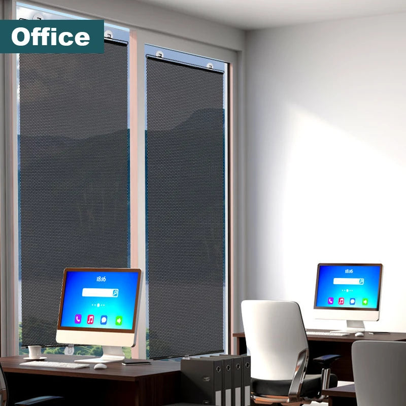 Universal Nail-Free Roller Blinds with Suction Cups - Blackout Sunshade Curtains for Car, Bedroom, Kitchen, and Office Windows, Sun-Shading and Privacy Solution