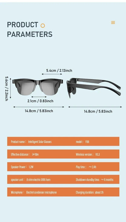 Xiaomi MIJIA Smart Sunglasses — Bluetooth Headphones with HIFI Audio, Blue Light Protection, Waterproof & Anti-UV for Men and Women
