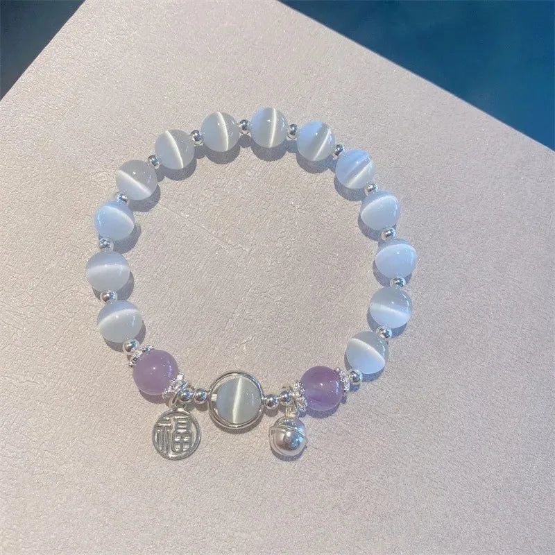 Luminous Cat Matching Bracelets for Couples | Glow-in-the-Dark Black & White Friendship Bangles | Cute Gift for Him & Her