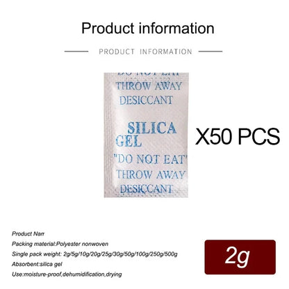 Non-Toxic Silica Gel Desiccant Bags – 2/5/10/20g Moisture Absorber for Kitchen, Room, and Living Spaces