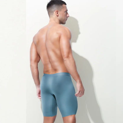 Men’s Modal Seamless Boxer Briefs – Long Leg Sports Underwear, Wear-Resistant Extended Fit, Breathable Large Size Comfort Shorts