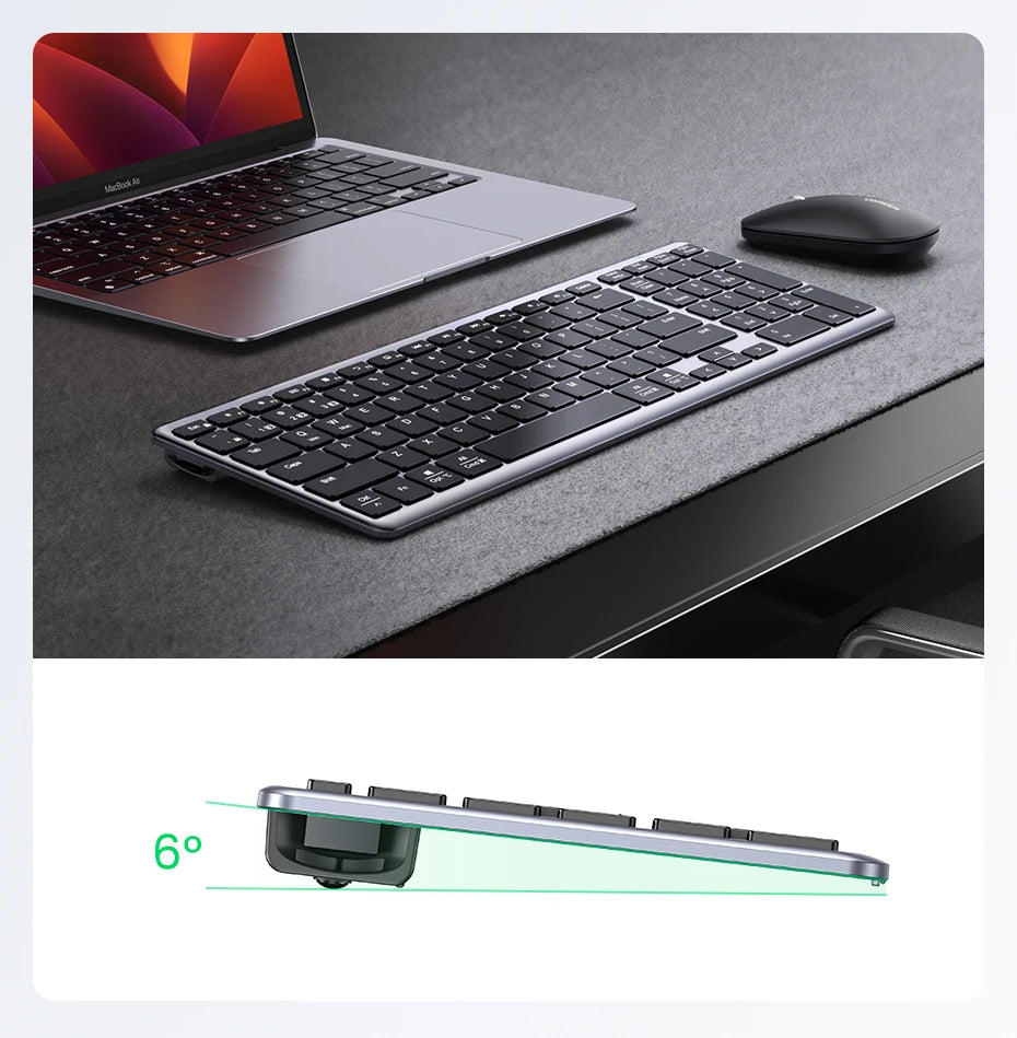 UGREEN Wireless Bluetooth 5.0 & 2.4G Keyboard – 99 Keycaps Russian/Korean/English, USB-C Rechargeable for MacBook, iPad, PC & Tablet