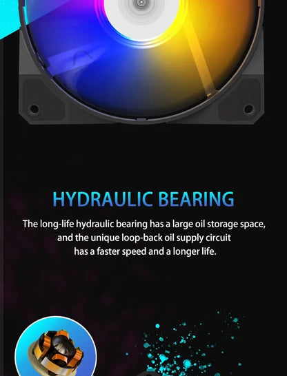 TEUCER P16 120mm RGB PC Case Fan – Silent 4-Pin CPU Cooler with Rainbow Lighting