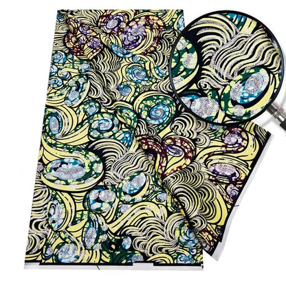 Original African Wax Print Fabric - 6 Yards 100% Cotton Nigerian Ankara Sewing Material for Women’s Dresses