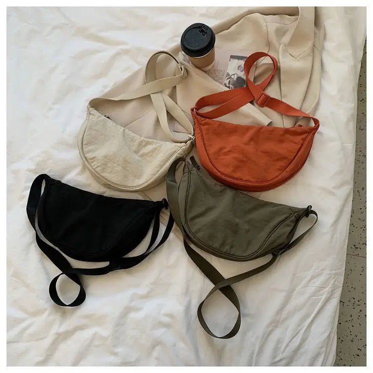 Upgraded Women's Messenger Bag – Simple Design Nylon Hobo, Small Vintage Shoulder Purse & Cloth Handbag