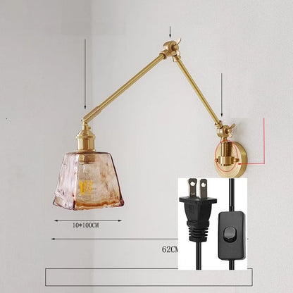 IWHD 2022 Ceramic Copper LED Wall Lamp — Adjustable Swinging Long Arm Light for Bedroom & Living Room