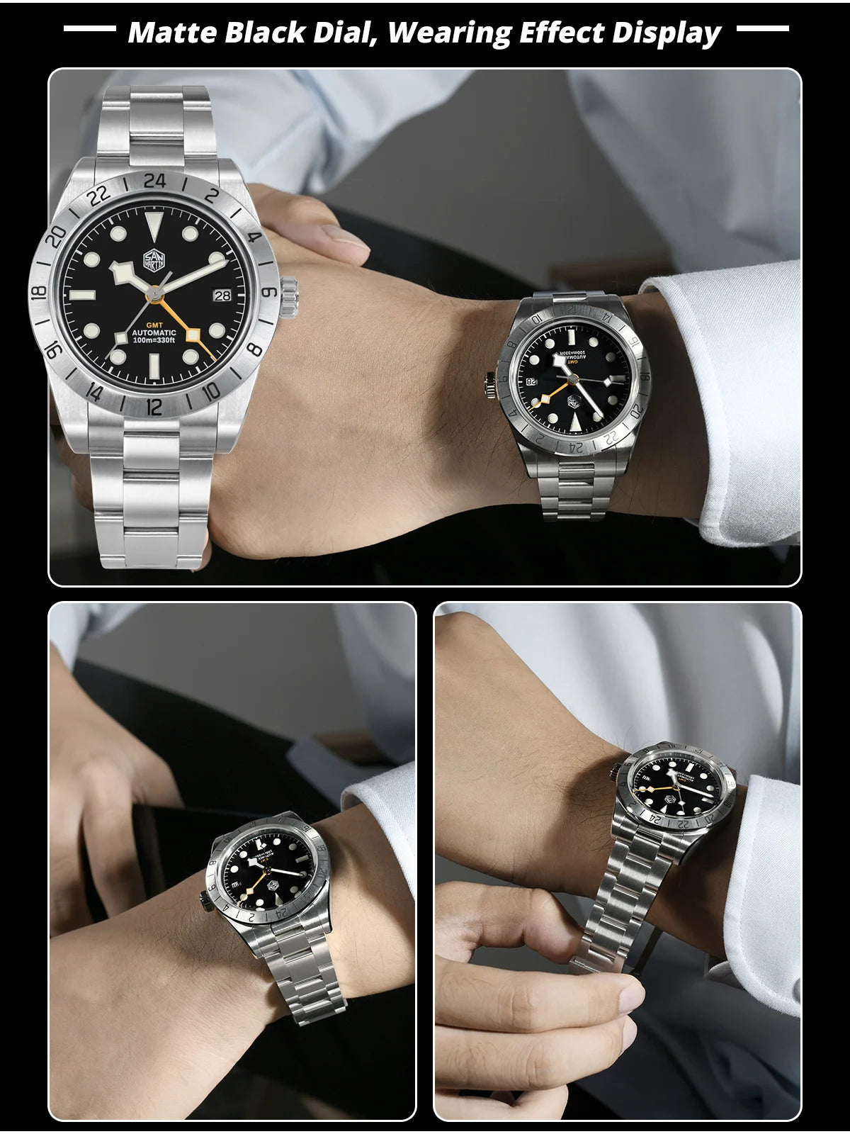 San Martin 39mm NH34 BB GMT Automatic Mechanical Sport Watch — Sapphire Luminous Waterproof 100m for Men Relogio SN0054