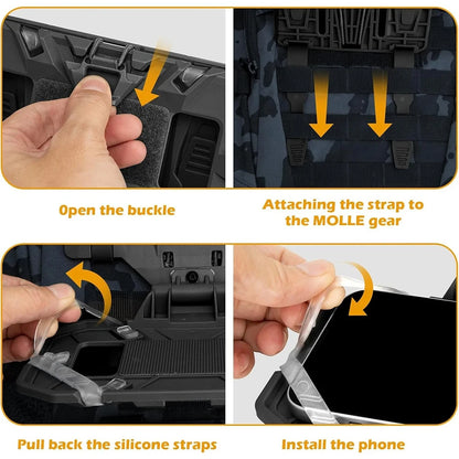 Tactical MOLLE Phone Holder - Folding Navigation Board Mount for Airsoft & Hunting Gear