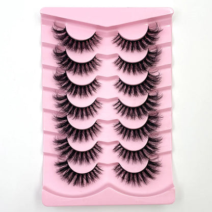 7 Pairs 3D Mink Fur False Eyelashes – Thick Short Dramatic Natural Look Makeup Lashes Wholesale