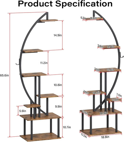 64" Tall Arched Bookshelf with Lights - 2-Pack 7-Tier Ladder Bookcase for Home Office Storage & Display