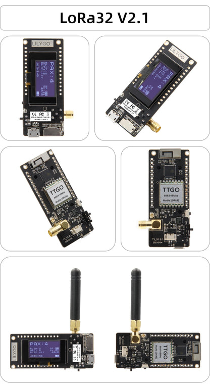 LILYGO TTGO Meshtastic LoRa32 ESP32 Development Board — SX1276/1278 Module 433/868/915MHz with 0.96" OLED, Low Power LoRa Module