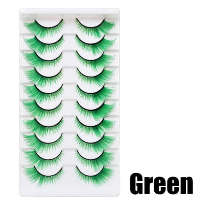 Colorful Halloween False Eyelashes – Blue, Red & Pink Cosplay Fake Lash Extensions for Makeup Looks