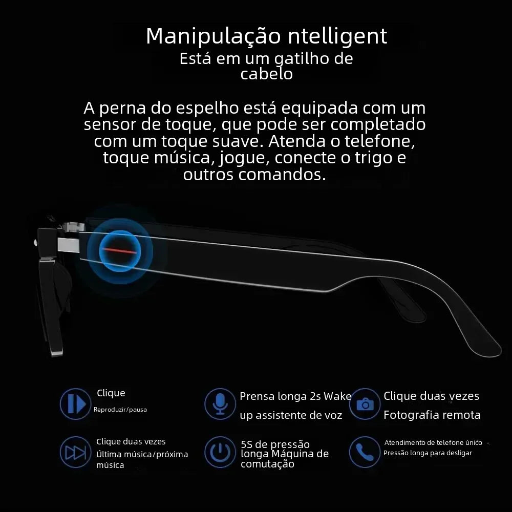 Hiwego Smart Glasses – Blue Light Filtering Polarized Lenses with Audio, Built-in Mic, Speakers, Touch & Voice Assistant for Music