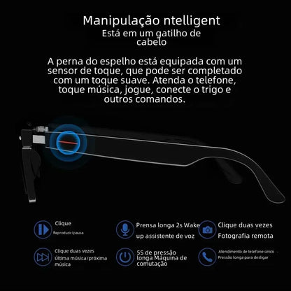Hiwego Smart Glasses – Blue Light Filtering Polarized Lenses with Audio, Built-in Mic, Speakers, Touch & Voice Assistant for Music