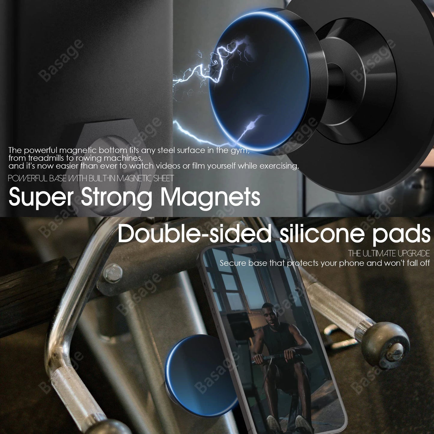 Gym Mate Magnetic Phone Mount – Double-Sided Suction Holder for MagSafe, Hands-Free Video Shooting While Working Out