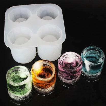 Silicone 4-Hole Ice Cube Mold – Round Press Ice Block Maker for Whiskey, Beer, and Bar Kitchen Use