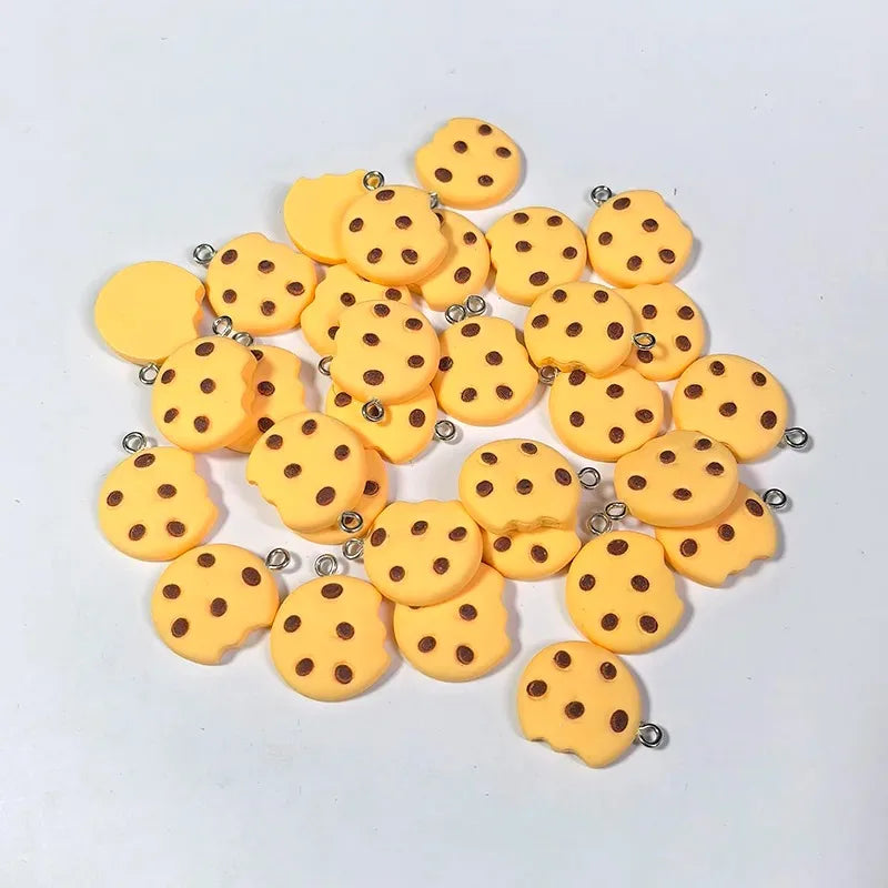 Broken Cookie Resin Charms - 10pcs Cute Cartoon Snack Pendants for DIY Jewelry Making