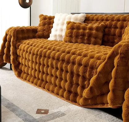Luxury Rabbit Plush Throw Blanket - Super Soft Thick Fluffy Velvet Sofa Cover for Winter
