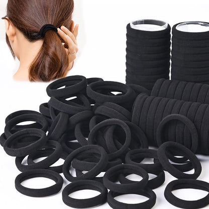 50/100pcs Black Hair Bands - High Elastic Rubber Bands for Women and Girls - Ponytail Holders and Scrunchies Accessories