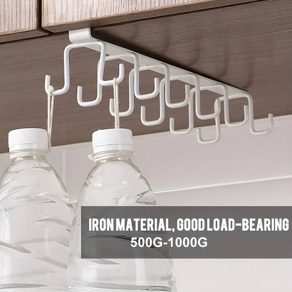 Cabinet Mug Hook – 6/12-Hook Hanging Cup Holder & Multifunctional Wardrobe Organizer for Space Saving