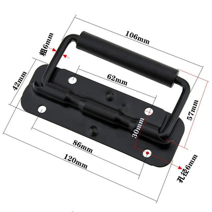 Iron Spring Handle | Black Folding Handle for Luggage, Tool Boxes, Industrial Equipment, and Cabinets