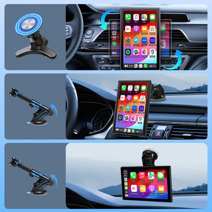 7/8/9'' Car Mirror Radio Display – Wireless CarPlay & Android Auto Multimedia Screen with Portrait & Landscape Support