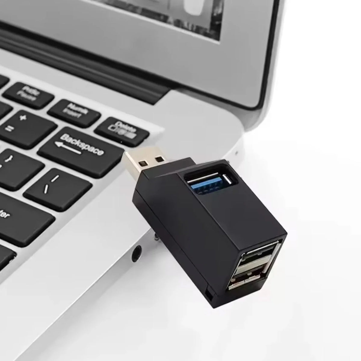 USB 3.0 Hub Adapter - 1-to-3 Port Mini USB Splitter with High-Speed USB 2.0 Support for PC, Laptop & U Disk Readers