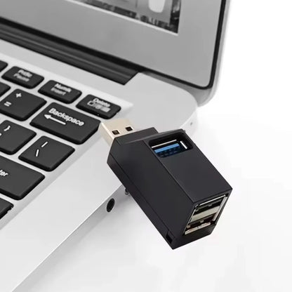 USB 3.0 Hub Adapter - 1-to-3 Port Mini USB Splitter with High-Speed USB 2.0 Support for PC, Laptop & U Disk Readers