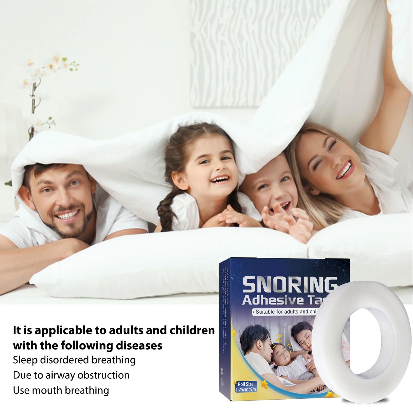 Mouth Tape Adhesive – Hypoallergenic Sleep Aid for Nose Breathing, Gentle Physical Sleep Mouth Tape 9M
