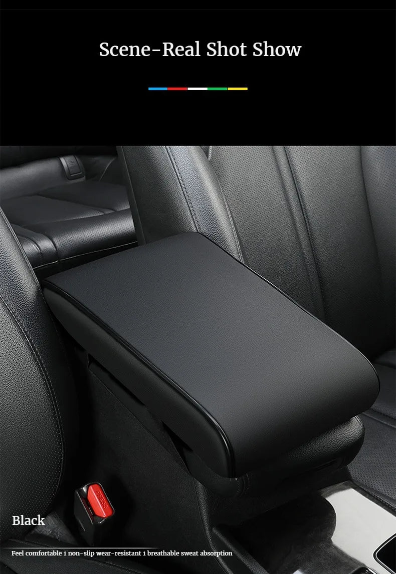 PU Leather Car Armrest Pad – Universal Heightened Center Console Cushion, Comfortable Armrest Cover (31cm x 20cm x 4.5cm)