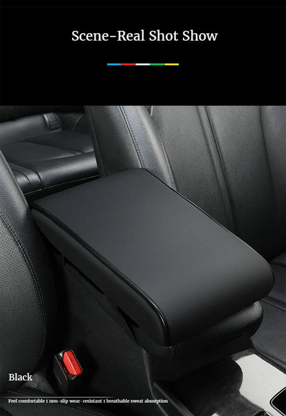 PU Leather Car Armrest Pad – Universal Heightened Center Console Cushion, Comfortable Armrest Cover (31cm x 20cm x 4.5cm)