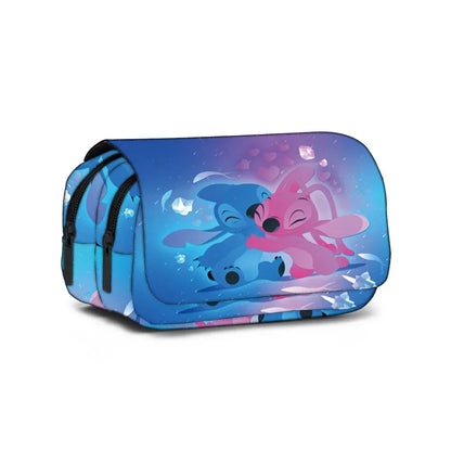 Anime Stitch Fully Printed Flap Pencil Case – Cartoon Stationery Bag for Primary & Secondary Students