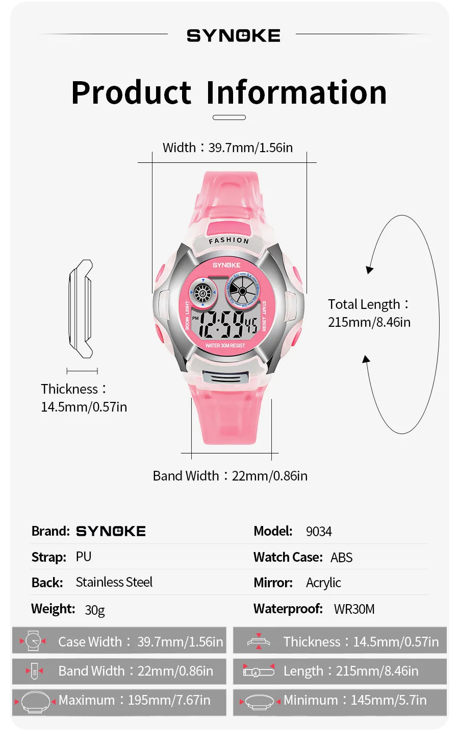 SYNOKE Student Electronic Watch - Waterproof Sports Watch for Children, Glow Multi-Function Digital Watch with 7 Colors Light, Perfect Gift