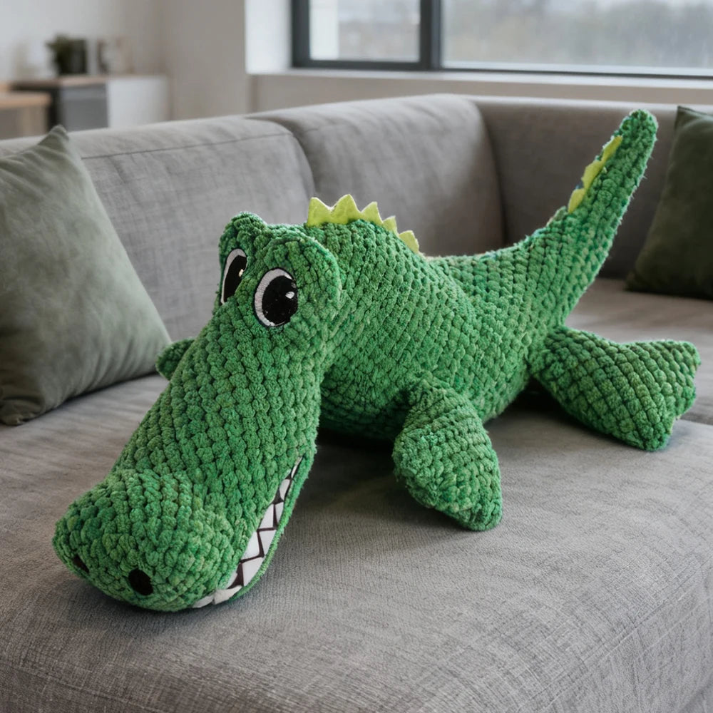 Durable Dinosaur Plush Pet Toy - Squeaky Interactive Chew Toy for Cats and Dogs, Double-Layer Fabric Design