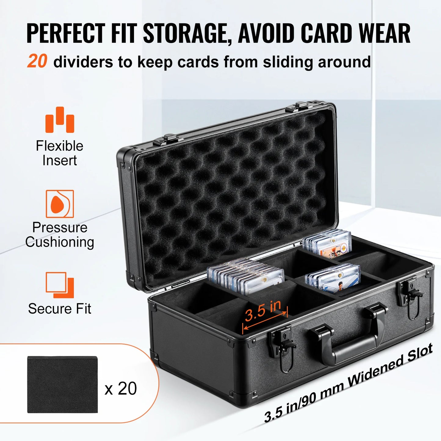 VEVOR Graded Card Storage Box – 4 or 5 Slot Foam Divider Case with Key or Coded Lock for PSA 96/108/120/162 Cards