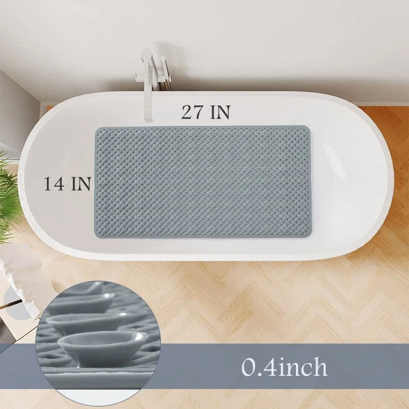 Non-Slip Bath Mat with Suction Cup, Drain Hole, and Soft Machine-Washable Design - Ideal for Children's Safety in the Shower