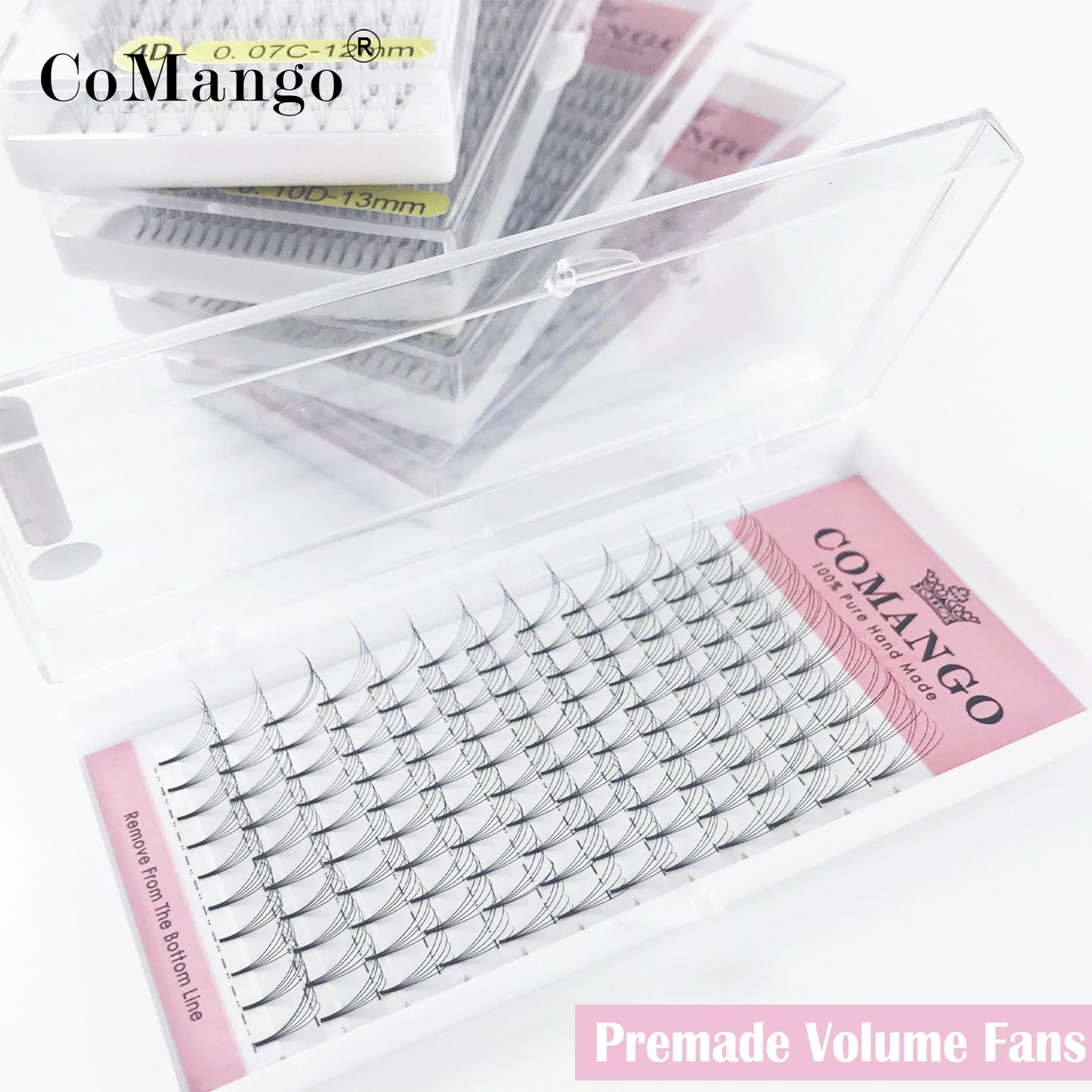 CoMango Premade Volume Fans Short Stem Russian Eyelash Extensions — 3D-10D Faux Mink Lashes Wholesale