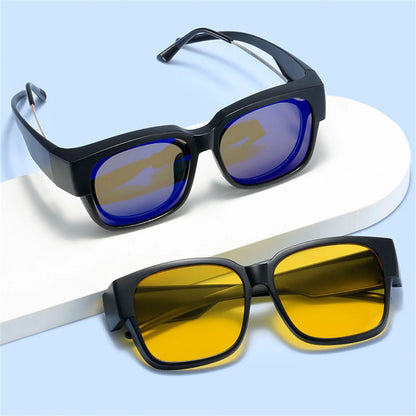 New Fashion Polarized Sunglasses Cover - Fits Over Prescription Glasses | Portable Vintage Eyewear for Men & Women | Ideal for Fishing & Driving