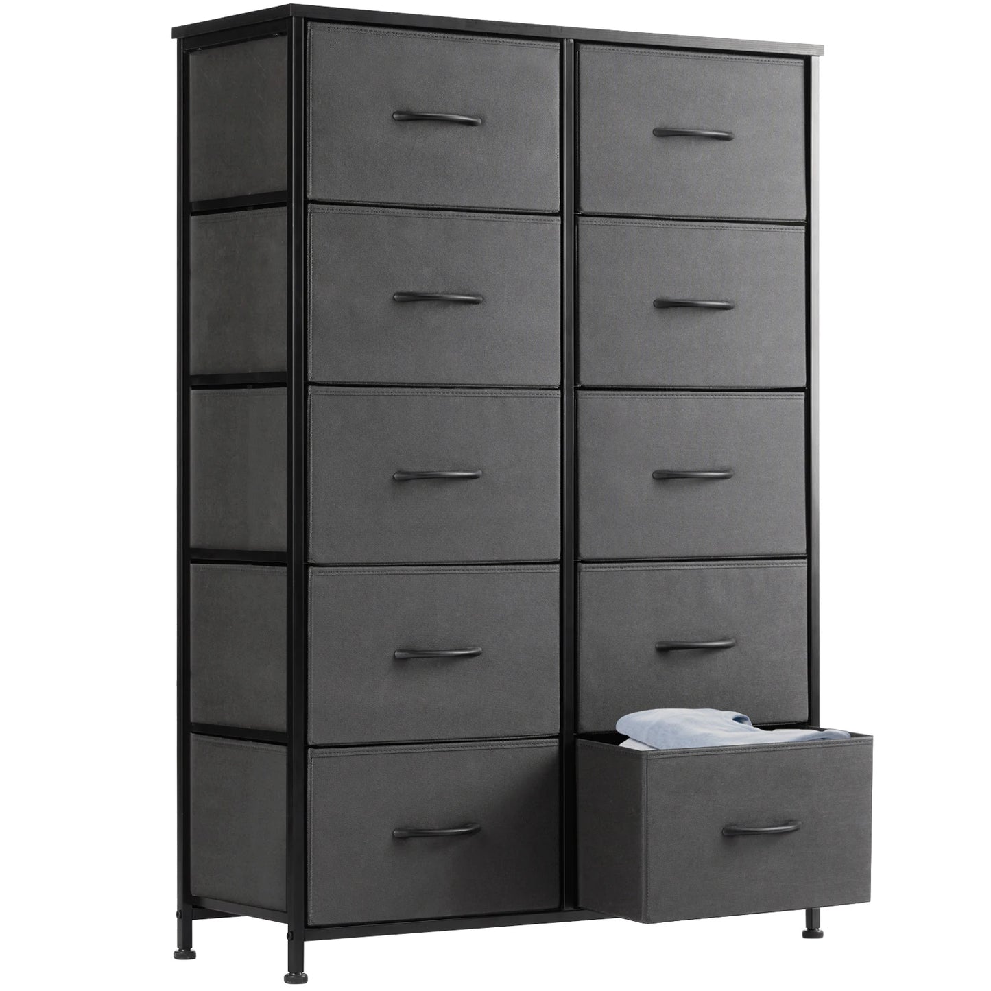 Bedside Table with 10 Fabric Drawers – Steel Frame Storage Cabinet for Bedroom & Living Room