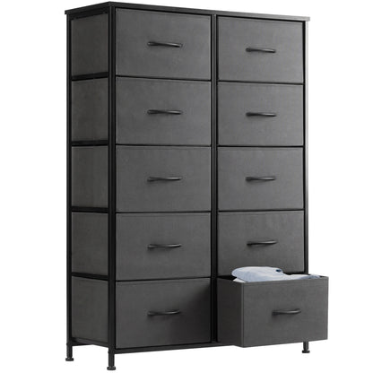 Bedside Table with 10 Fabric Drawers – Steel Frame Storage Cabinet for Bedroom & Living Room
