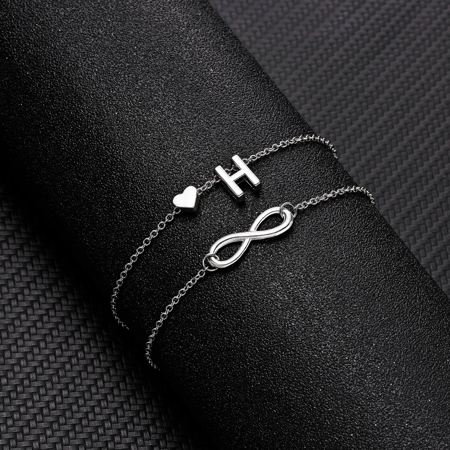 Bohemia A-Z Letter Initial Anklet for Women - Silver Heart Initial Anklet Bracelet, Beach Party & Travel Foot Jewelry